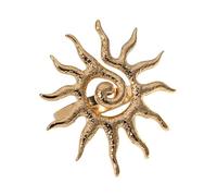blodfune Sun Pattern Open Adjustable Ring, Stainless Steel Gold Plated, Retro Vintage Sun God Motif, for Middle Index Finger Daily Party Gift Golden