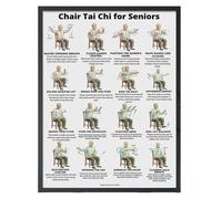 blodfune Tai Chi Chair Workout Poster, Seated Exercise Chart for Seniors Beginners, 16 Gentle Movements Canvas Unframed Wall Decor E