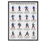 blodfune Tai Chi Chair Workout Poster, Seated Exercise Chart for Seniors Beginners, 16 Gentle Movements Canvas Unframed Wall Decor A