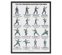 blodfune Tai Chi Chair Workout Poster, Seated Exercise Chart for Seniors Beginners, 16 Gentle Movements Canvas Unframed Wall Decor S