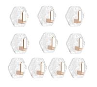 blodfune Water Ripple Hexagonal Self Adhesive Hooks, Transparent No Drilling Wall Hooks for Bathroom Kitchen Closet Entryway, Modern Style Organizer for Apartment Dorm RV Rose Gold 10pcs