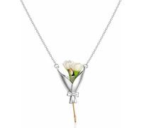 blodfune Wearable Mini Vase Necklace, Copper Gold Plated Pendant, Insert Real or Dried Flowers for DIY Botanical Charm, Gift for Mom Grandma Wife Silver A