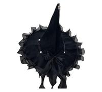 blodfune Witch Hat with Silk Brim and Bowknot, 48cm Black Witches Hat
