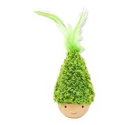 blodfune Wobbling Cat Toy Wooden Base, Feather Teaser Interactive Toy for Solo Entertainment, Self Play Patting Kicker for Indoor Cat Energy Burn, Desk Ornament Green