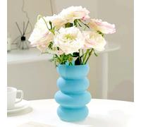 BLOFLO Colorful Glass Hydroponic Vase Flower Vase Geometric Shape 4 Tier Modern Bubble Decoration for Home, Office and Wedding Table, 18cm, Blue