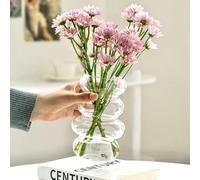 BLOFLO Transparent Glass Hydroponic Flower Vase, 7-Inch Clear Glass Vase, Four-Layer Geometric Glass Vase for Home Décor, Modern Bubble Glass Vase for Home Office Wedding Table Decoration (Clear)