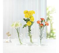 BlogBlog Glass Bud Vases for Flowers - Small Glass Vases for Fordecoration, Bulk Flower Vase for Living Room Dining Table Wedding Party Events Home Decor Floral Arrangements (Clear, 3pcs)