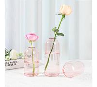 BlogBlog Glass Bud Vases for Flowers - Small Glass Vases for Fordecoration, Bulk Flower Vase for Living Room Dining Table Wedding Party Events Home Decor Floral Arrangements (Pink, 3pcs)