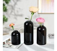 BlogBlog Glass Bud Vases for Flowers - Small Glass Vases for Fordecoration, Bulk Flower Vase for Living Room Dining Table Wedding Party Events Home Decor Floral Arrangements (Black, 3pcs)