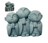 Blogiiup Buddha Statue, Jizo Statue 3 Praying Laughing Buddha Limestone Zen Feng Shui Decor Fish Tank Aquarium Decorations, Outdoor