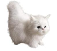 Blogiiup Cat Doll, Realistic Cat Cute Standing Plush Simulated Artificial Faux Fur Doll Decorative Detailed Photography Prop, White, Stuffed Animals