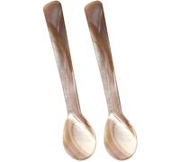 Blogiiup Caviar Spoons Mother Of Pearl, Caviar Spoons, 2Pcs Mother Of Pearl Spoon, 4.7'' Small Serving Spoons for Jars, Tiny Spoons with Round Handle for Caviar Egg Serving