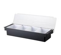 Blogiiup Condiment Caddy, Bar Condiment Caddy with 4 Removable Compartment with Handle Bar Fruit with Lid Easy to Clean Garnish Tray for Fruit Salad, Spice Box