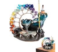 Blogiiup Crystal Tree Incense Holder, Backflow Incense Burner with Crystal Tree Incense Holder Waterfall Incense Burner Classical Yoga Incense Holder for Home 3.94x4.72 Inch, Waterfall Incense Burner