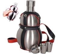 Blogiiup Drinking Gourd, Gourd Water Bottle, Leakproof Stainless Steel Drinking with 2 Cups & 1 Funnel, Wine Flask Bottle for Home Office Hotel Housewarming, Water
