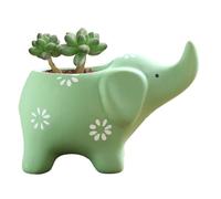 Blogiiup Elephant Planter, Succulent Pots, Cute Elephant Shaped Ceramic Small Succulent Pots, Funny Mini Animal Planter for Indoor Home Garden Office Desktop, Small, Green