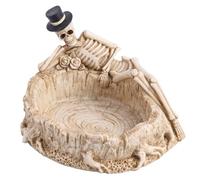 Blogiiup Halloween Ashtray Gothic Lying Skeleton Ashtray with Hat Resin 5.9x4.7x3.7in Multi-purpose Ash Tray for Halloween Decorations, Key Holder, Trinket Tray, Halloween Ashtray