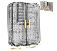Blogiiup Hanging Jewelry Organizer, Wall Mounted Jewelry Case, 7.9x10.6x2.8" Wall Mounted Jewelry Cabinet, Dustproof Plastic Earring Box Organizer with Hook, Black Grey