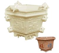 Blogiiup Large Concrete Planter Molds, Planter Mold, 6.7x7.9x9.1 Inch Thickened Concrete Mold with Snap-On Design, Hexagonal Plant Containers for Flower Pot Making, Molds