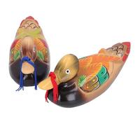 Blogiiup Mandarin Duck, 2Pcs Duck Statue, Colorful Hand Painted Wooden Mandarin Love Animal Art Sculpture for Home Collectible Wedding Yard Decor, Decor