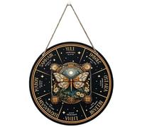Blogiiup Pagan Decor, Wheel of the Year Wall Hanging, 12 Inch Round Exquisite Sabbats Pagan Decor Witch Sign, Natrual Wooden Wicca Calendar Decorative Panel for Home, Gift, Witch Altar
