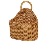 Blogiiup Ratton Hanging Baskets, Woven Wicker Wall Baskets with Handle, Small Hanging Wicker Baskets, Oval Hanging Wall Basket for Organizing Home Office Style1