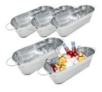 Blogiiup Trough Planters Outdoor, 5Pcs Galvanised Planter Durable Trough Planters Outdoor Metal Planter with Handles Garden Planters Metal Plant Pots for Herb Flower Planter 11.4x3.9x3.2