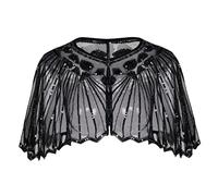 Blogiiup Women's 1920s Shawl, Beaded Sequin Deco Evening, Cape Bolero Flapper Cover Up, Shawl Wraps Beaded Sequin Decor for Ladies Women