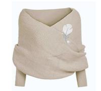 BLOHDI Snowfall Sweater Scarf with Sleeves, Women's Knit Sweater Tops Winter Scarf, Warm Knitted Crochet Shawl Cape with Sleeves (Coffee, One Size)