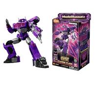 BLOKEES Transformers Shockwave 18 Model Set for Children from 12 Years, 12.5 cm Robot with Light Function, 20 Moving Elements, Plug-in System Without Glue, Accessories and Stand, Collectible Model
