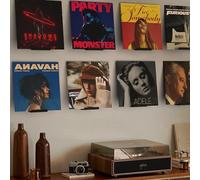BLOLYO Clear Vinyl Record Shelf Wall Mount 8 Pack (Black)