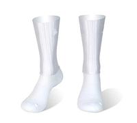 BLOMDE Cycling Socks Anti Slip Silicone Summer Aero White Line Cycling Sport Running Socks-White_S 35-39