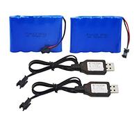 Blomiky 2 Pack 6.0V 700mAh Ni-CD AA Rechargeable Battery Pack SM2P Plug and 2 USB Charger Cable Fit for 11 Channel RC Excavator RC Truck Amphibious Stunt RC Cars Vehicles 6V 700mAH and USB 2