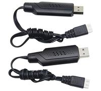 Blomiky 2 Pack 9125 7.4V 1.3A Lithium Battery Charger Cable with XH-3P Plug for Q903 9125 SCX24 1/10 1/12 1/16 1/14 1/18 Scales RC Car Truck Boat Drone 7.4V 2S Lipo or Li-ion Battery 9125 USB 2
