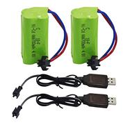Blomiky 2 Pack AAA 4.8V 700mAH Battery Pack and 2 Cable Replacement for Amicool Threeking 1/28 Scale RC Stunt Truck / C128 Battery 2