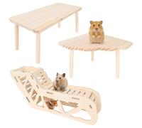 Blomise Premium 3-Piece Natural Wood Hamster Activity Platform - Multi-Level Platform with Suspension Ladder & Tunnel Shelter - Enriching Cage Accessories for Syrians, Gerbils, and Small Rodents