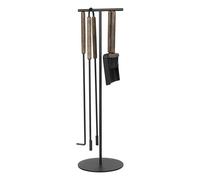Blomus Ashi 5 Piece Steel Fireplace Tool Set with Oak Brown Handle blomus Brown