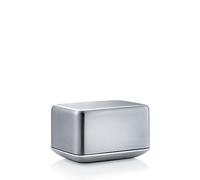blomus "Basic" Butter Dish, Silver, Small | Made of frosted stainless steel and polished stainless steel; dishwasher safe; dimensions 9.7 x 7.1 x 6 cm