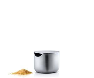 blomus -BASIC- sugar bowl made of matt stainless steel, sugar container ideal for white/brown sugar, timeless design, container dishwasher-safe (H/ W/ D 5 x 6.6 stainless steel, 63621)