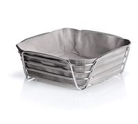 Blomus Bread Basket Taupe L - Bread Basket made of Chromed Steel and Cotton Fabric Bbag, 26 x 26 x 9 cm