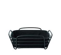 blomus - Delara 63872 Bread Basket L made of powder-coated steel, black, cotton fabric bag, trendy and modern design, versatile, exclusive look (H x W x D: 9.5 x 25.5 cm, 63872)