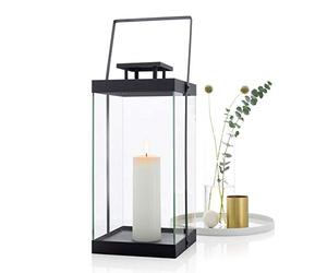 blomus - FINCA 63688 Lantern L Made of Powder-Coated Metal Lantern, Exclusive Look, Modern Home Accessory, Atmospheric Atmosphere, Indoor Use (H x W x D: 46 x 20.5 x 21 cm, Black)