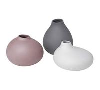 Blomus Nona Set Of 3 Porcelain Vases - Bark/micro Chip
