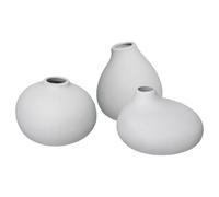 Blomus Nona Set Of 3 Porcelain Vases - Micro Chip, Grey