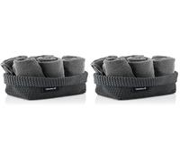 Blomus -TELA- 68885 Crochet Basket L Made of Synthetic Fibre, Anthracite, Basket for Storage, Workmanship, Exclusive Look, Ideal for Towels, Cosmetics etc. (H x W x D: 9 x 12 x 20 cm, (Pack of 2)