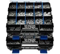 BLOMZA 1575-Piece Hardware Assortment Kit - Premium 304 Stainless Steel Phillips & Flat Head Screws with Matching Nuts, Bolts, Washers, Organized Heavy-Duty Stackable Case (Blue)