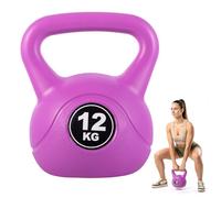 BLOMZA 4-12kg Vinyl Kettlebell, Cement Filled Kettlebell for Strength Training & Home Gym Workouts, Ergonomic Grip Fitness Weight, Durable Kettlebells for Cardio, Fat Burn (12kg Purple)