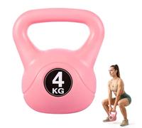 BLOMZA 4-12kg Vinyl Kettlebell, Cement Filled Kettlebell for Strength Training & Home Gym Workouts, Ergonomic Grip Fitness Weight, Durable Kettlebells for Cardio, Fat Burn (4kg Pink)