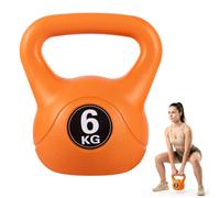 BLOMZA 4-12kg Vinyl Kettlebell, Cement Filled Kettlebell for Strength Training & Home Gym Workouts, Ergonomic Grip Fitness Weight, Durable Kettlebells for Cardio, Fat Burn (6kg Orange)