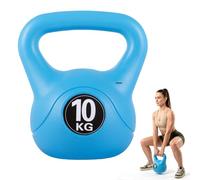 BLOMZA 4-12kg Vinyl Kettlebell, Cement Filled Kettlebell for Strength Training & Home Gym Workouts, Ergonomic Grip Fitness Weight, Durable Kettlebells for Cardio, Fat Burn (10kg Blue)